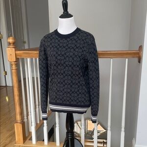 Coach Men's Dark Gray Patterned Crewneck Sweater